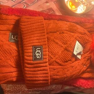 UGG Red Knit Beanie and scarf set